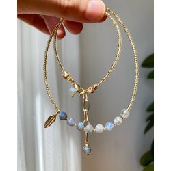 Labradorite Stone x Leaf Necklace