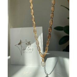 Oval Chain x Pearl Necklace