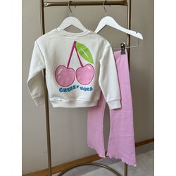 Pembe taytlı kiraz desenli kız çocuk takım 