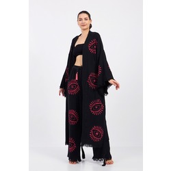 Red Eye Pamuklu Müslin Kimono Siyah