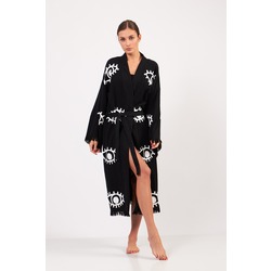 Eye Siyah Pamuklu Müslin Kimono