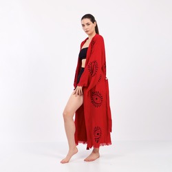 Eye Kırmızı Pamuklu Müslin Kimono