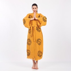 Eye Sarı Pamuklu Müslin Kimono