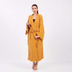 Classic Pamuklu Müslin Kimono Sarı