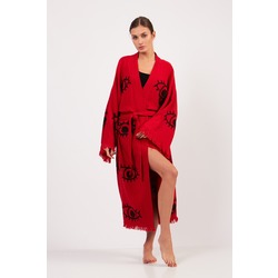 Eye Kırmızı Pamuklu Müslin Kimono