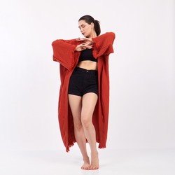 Classic Pamuklu Müslin Kimono Kırmızı