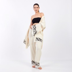 Hitit Desenli Taş Baskılı Pamuklu Müslin Kimono Takım