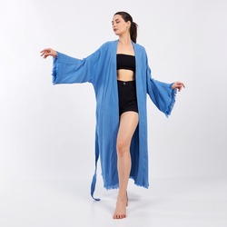 Blue Classic Pamuklu Müslin Kimono