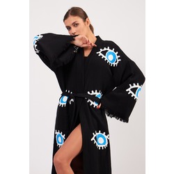 Blue Eye Pamuklu Müslin Kimono Siyah