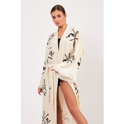 Göbeklitepe Taş Baskılı Pamuklu Müslin Kimono