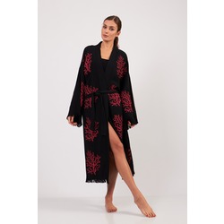 Red Tree Pamuklu Müslin Kimono Siyah