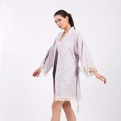 Jakarlı Damask Pamuklu Müslin Kimono