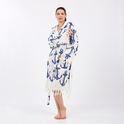 Anchor Fiskon Baskılı Pamuklu Müslin Kimono