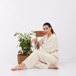 Classic Pamuklu Müslin Kimono Takım