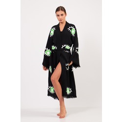 Green Eye Pamuklu Müslin Kimono Siyah