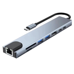 Usb Type-c Hub Dönüştürücü Çevirici Usb Hdmı Micro Sd 8 Girişli Çoklayıcı