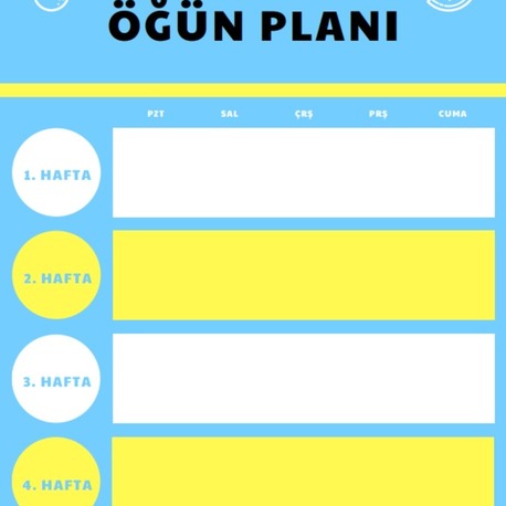 AYLIK ÖĞÜN/BESLENME PLANI 4 HAFTA 5 GÜN 