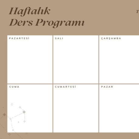 HAFTALIK DERS PLANI KAHVERENGİ 7 GÜNLÜK