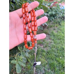 8,5*13mm miskevi hamur eski malzeme sıkma kehribar 925 ayar gümüş püskül nakkaş imame 