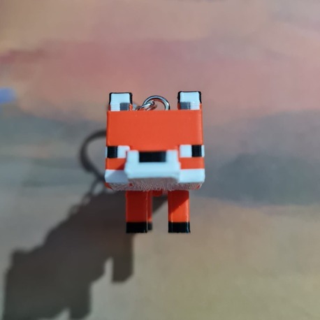Minecraft Temalı Tilki Anahtarlık - 3D Piksel Turuncu Figür Çanta Süsü