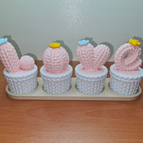 LOVE Kaktüs Biblo – 3D Baskı Dekoratif Parça