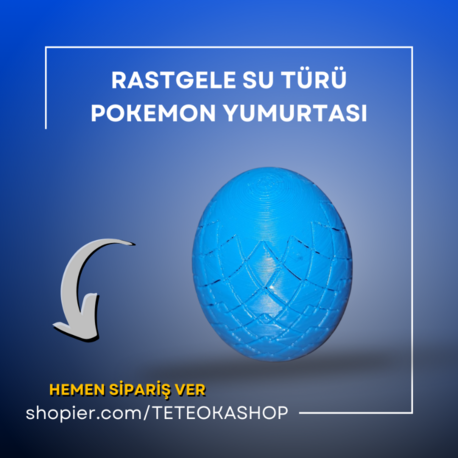 3D Baskı Sürpriz Mavi Pokemon Yumurtası