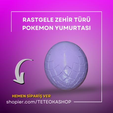 Özel tasarım 3D baskı Mor (Zehir Türü) Pokémon Yumurtası