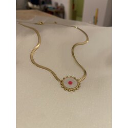 Pembe noktalı italyan zinciri kolye