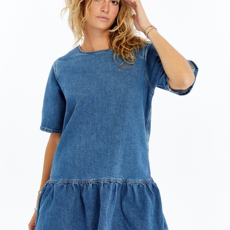 Ganni Denim Elbise - Mavi