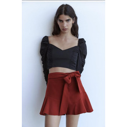 Zara Şort Etek - Bordo