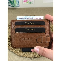 HAKİKİ DERİ AÇIK KAHVE KEMERLİ KARTLIK 