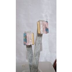 gold detaylı renkli küpe