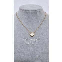 çelik van cleef kolye beyaz çift taraflı