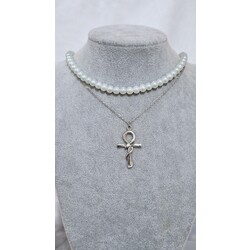 rodyum kaplama ankh kolye set