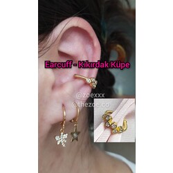 altın kaplama earcuff kıkırdak küpe deliksiz 