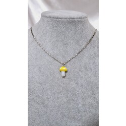 mini sarı mantar murano kolye