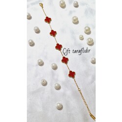 çelik van cleef bileklik kırmızı çift taraflı 