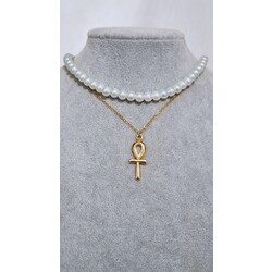 altın kaplama ankh kolye set 