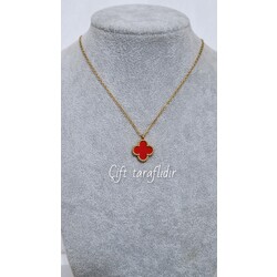 çelik van cleef kolye kırmızı çift taraflı