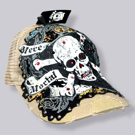 Bulzeye Y2K Skull Vintage Rhinestone Şapka