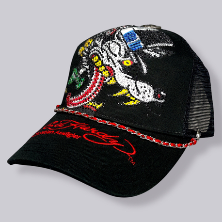 Ed Hardy by Christian Audigier Y2K Rare  Vintage Rhinestone Şapka