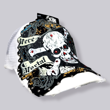 Bulzeye Y2K Skull Vintage Rhinestone Şapka