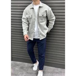 Oversize  Üç İplik Çift Cepli Çıtçıt Gömlek/Ceket