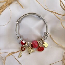 Pandora Kırmızı Dudak Charmlı Bileklik