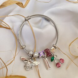 Pandora Pembe Kiraz Charmlı Bileklik
