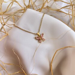 Kelebek Taşlı Kolye (Gold/Gümüş Zincir)