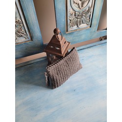 Antrasit Gri Örgü El Yapımı Clutch Çanta 