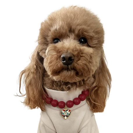 Kedi Köpek Bordo Boncuklu Kolye