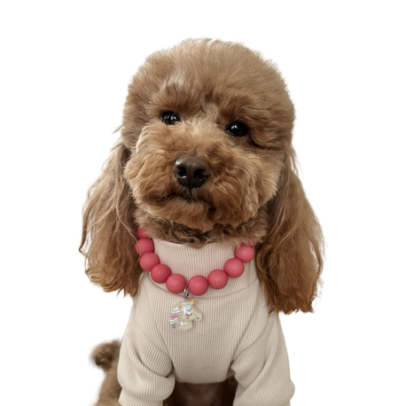 Kedi Köpek Pembe Boncuklu Kolye