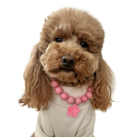 Kedi Köpek Açık Pembe Boncuklu Kolye